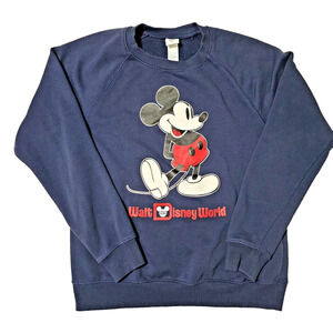 Disney Parks France Mickey Mouse Navy Raglan Sweatshirt - Size M - Walt Disney W